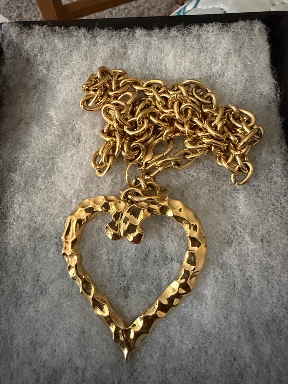 Macy's Gold-Tone Hammered Heart Pendant Necklace